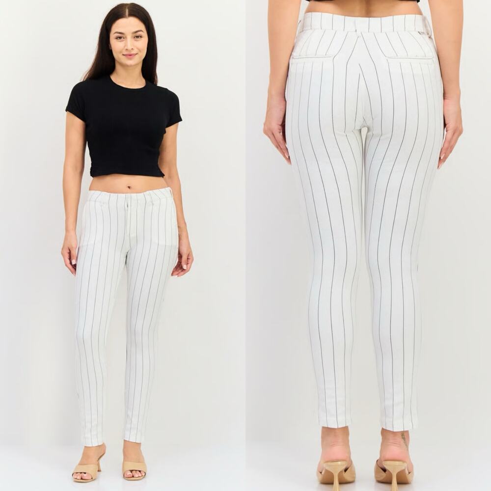 New Anthropologie Reiko Cigarette Fit Lizzy Fancy Pants White Striped 27